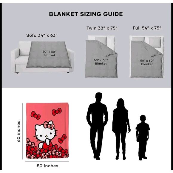 Hello Kitty Licensed Silk Touch Throw, 50" x 60" - Picture 5 of 9